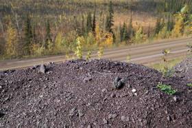 Wolf scat at viewpoint over Dalton Highway